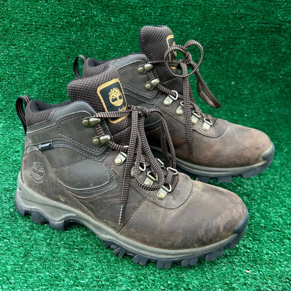 Timberland Mens Mt. Maddsen Waterproof Hiking Boots Brown Leather TB12730 Size 8